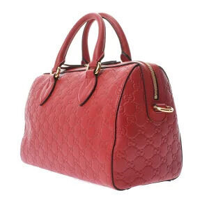 Gucci Boston ssima Red Bag Handbag Leather